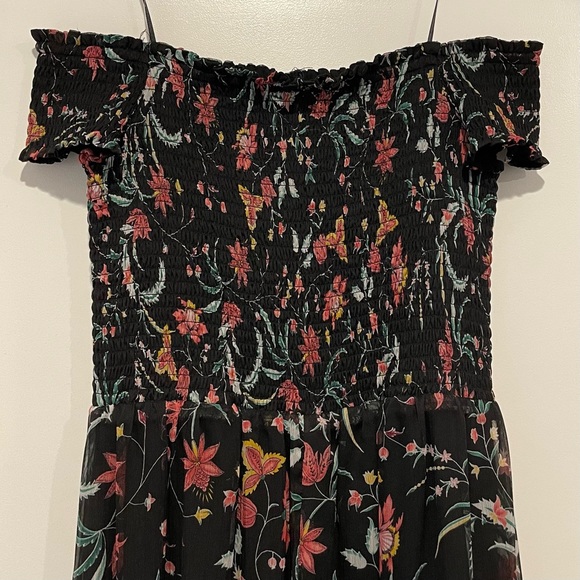 CeCe Off the Shoulder Black Floral Midi Dress - Picture 5 of 8